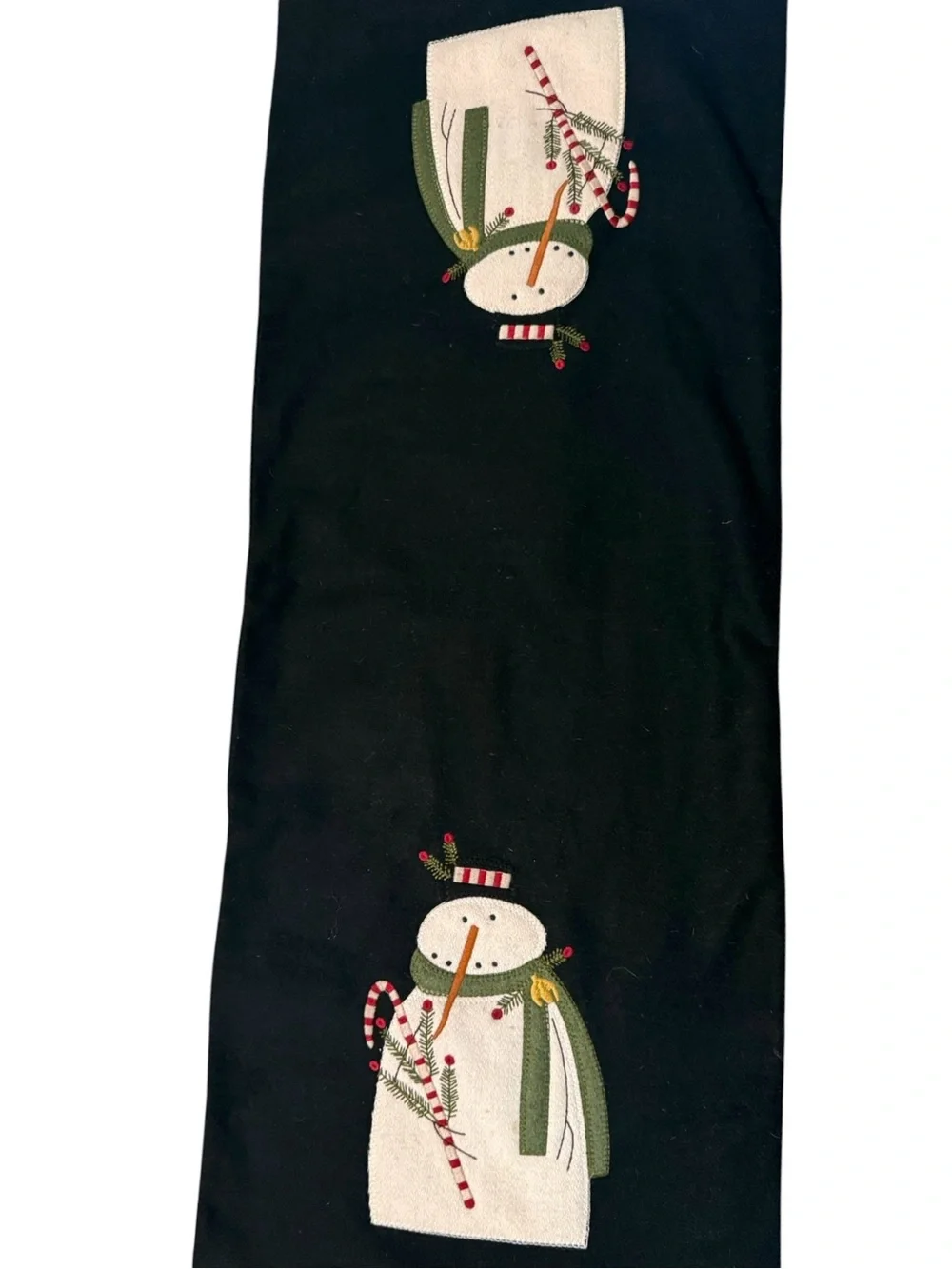Home Collections by Raghu Wool Snowman Christmas Table Runner Primitive